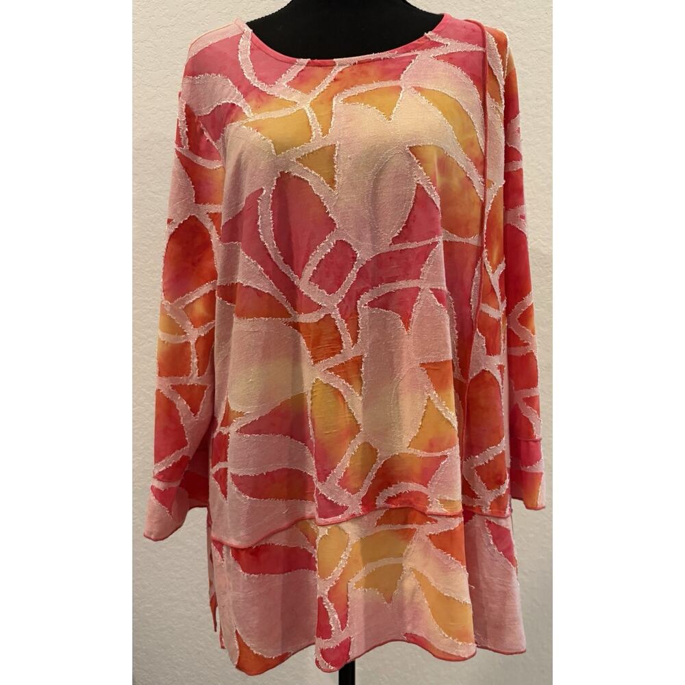 Ali Miles Colorful Textured Tunic with Size XL